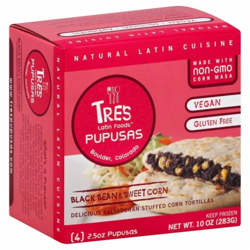 Tres Black Bean & Sweet Corn Pupusas Perspective: front