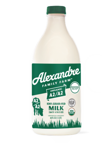 Alexandre Family Farm 100% Grass Fed Milk Perspective: front