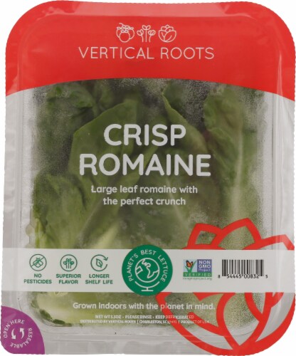 Vertical Roots Large Leaf Crisp Romaine Perspective: front