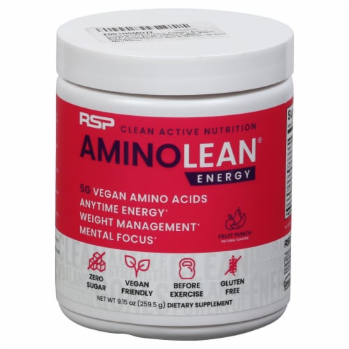 RSP Fruit Punch Flavor Amino Lean® Powder Perspective: front