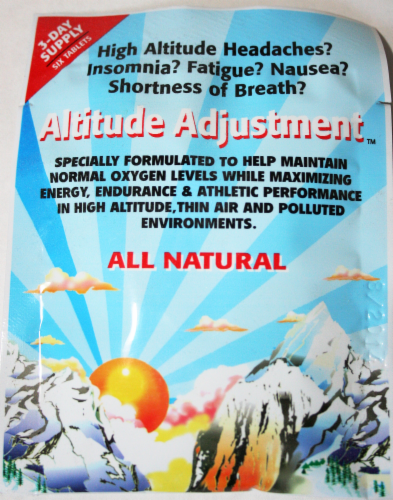 Altitude Adjustment All Natural Tablets Perspective: front
