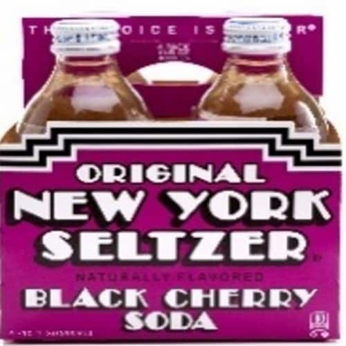 Original New York Seltzer Black Cherry Soda Bottles Perspective: front