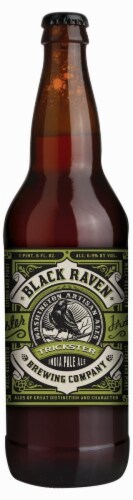 Black Raven Trickster IPA Beer Single Bottle Perspective: front