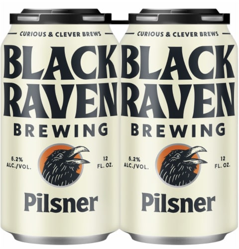 Black Raven Brewing Pilsner Craft Beer Perspective: front