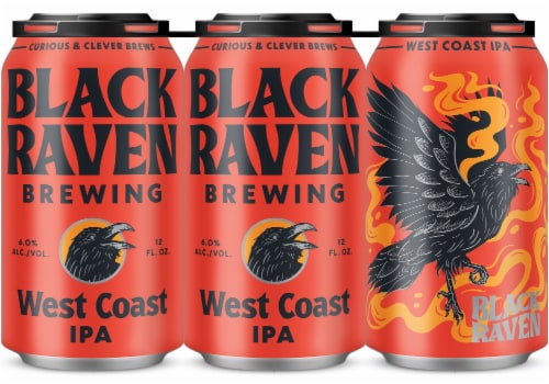 Black Raven Brewing West Coast IPA Craft Beer Perspective: front