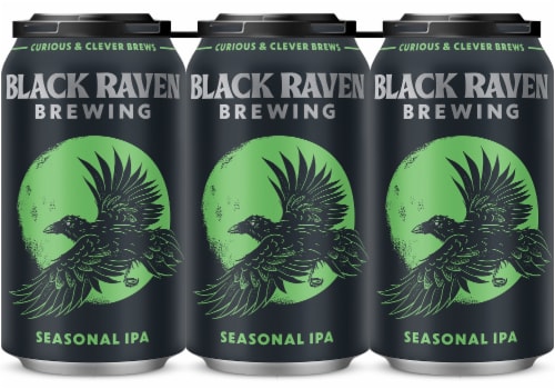 Black Raven Brewing Seasonal IPA Craft Beer Perspective: front