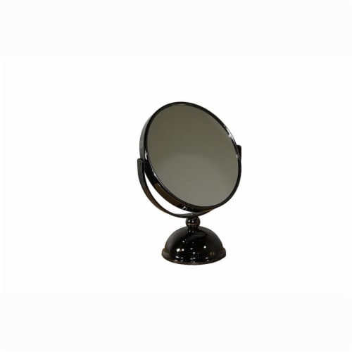 ORE International 5.5  Metal Make-Up Mirror with x5 magnification in Black Perspective: front