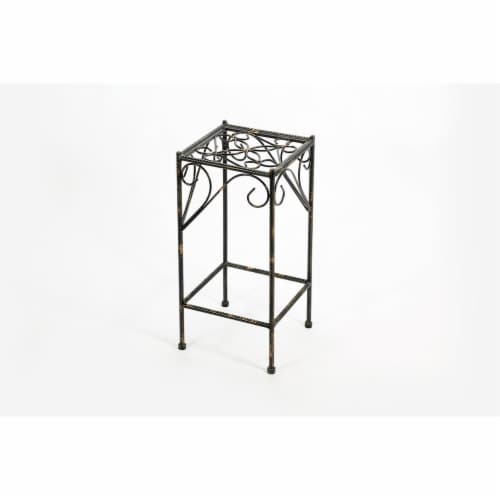 ORE International LB-1701 21.06 in. Celtic Clover Square Cast-Iron Plant Stand, Medium Perspective: front