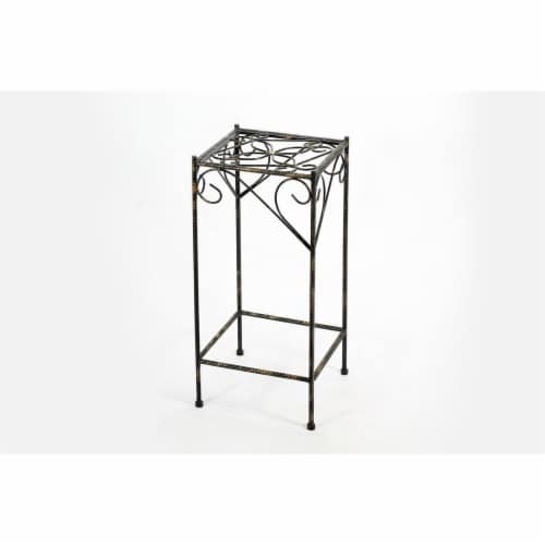 ORE International LB-1702 26.18 in. Celtic Clover Square Cast-Iron Plant Stand, Large Perspective: front