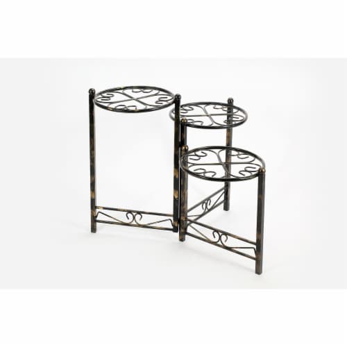 ORE International LB-1704 24.41 in. Three Tier Heart Clover Round Plant Stand Perspective: front