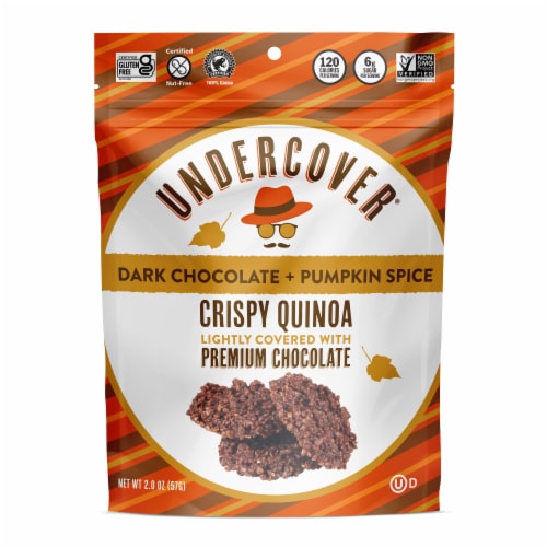 Undercover® Dark Chocolate + Pumpkin Spice Chocolate Quinoa Crisps Perspective: front