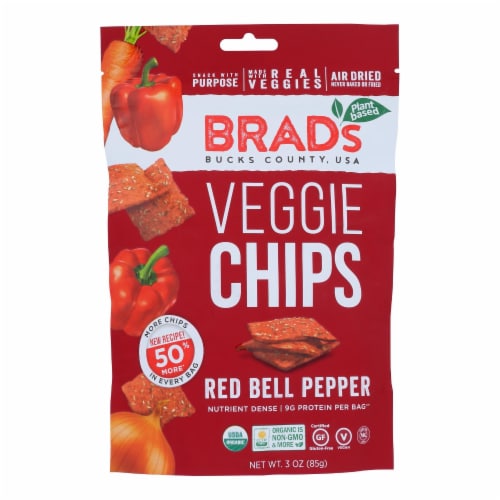 Brad's Red Bell Pepper Veggie Chips Perspective: front