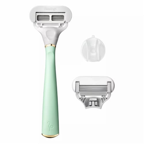 Flamingo Mint & Gold Razor Kit Perspective: front