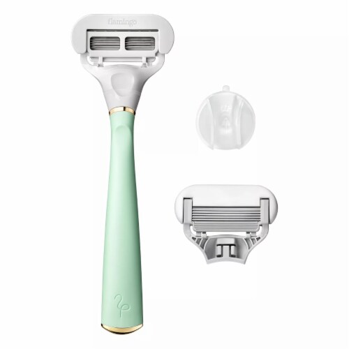 Flamingo Mint & Gold Razor Kit Perspective: front