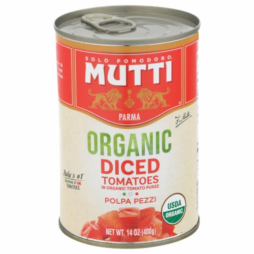 Mutti Organic Diced Tomatoes in Organic Tomato Puree Perspective: front