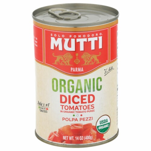 Mutti Organic Diced Tomatoes in Organic Tomato Puree Perspective: front