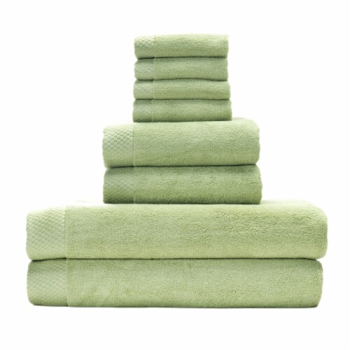 BedVoyage Luxury viscose from Bamboo Cotton Towel Set 8pc - Sage Perspective: front