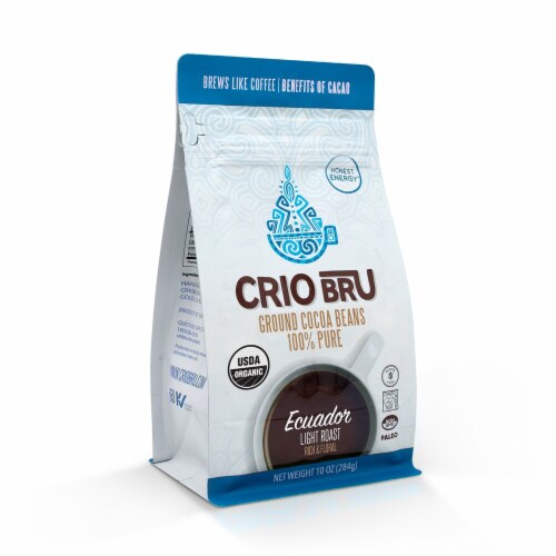 Crio Bru Organic Ecuador Light Roast Ground Cocoa Beans Perspective: front