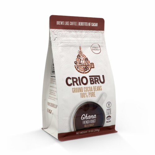 Crio Bru Ghana French Roast Bold & Roasty Ground Cocoa Beans Perspective: front