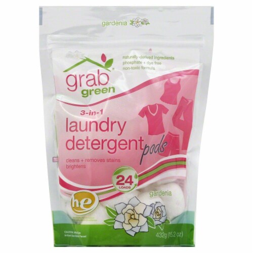 Grab Green 3-In-1 Gardenia Laundry Detergent Pods Perspective: front
