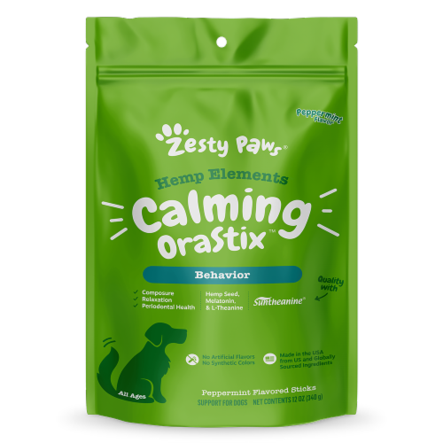 Zesty Paws® Peppermint Hemp Elements Behavior Calming Orastix™ Perspective: front