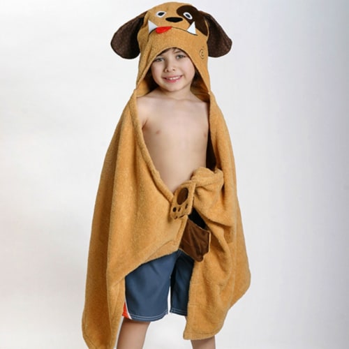 ZOOCCHINI Kids Plush Terry Hooded Bath Towel - Duffy the Dog Perspective: front