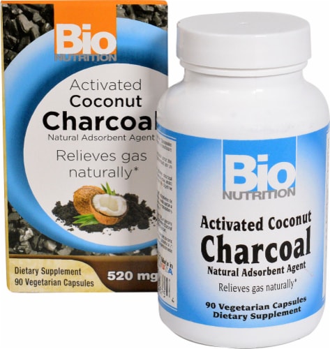 Bio Nutrition Activated Coconut Charcoal Vegetarian Capsules 520mg Perspective: front
