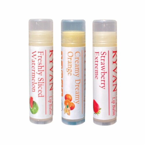KYVAN Fruit Extravaganza Lip Balms - Variety 3 Pack Perspective: front