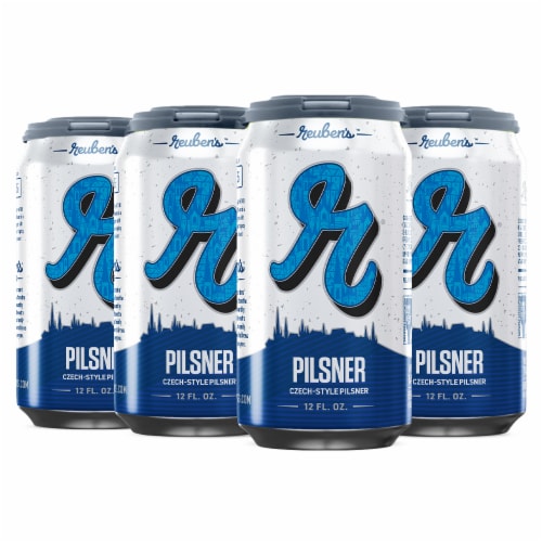 Reuben's Brews Pilsner Beer Perspective: front