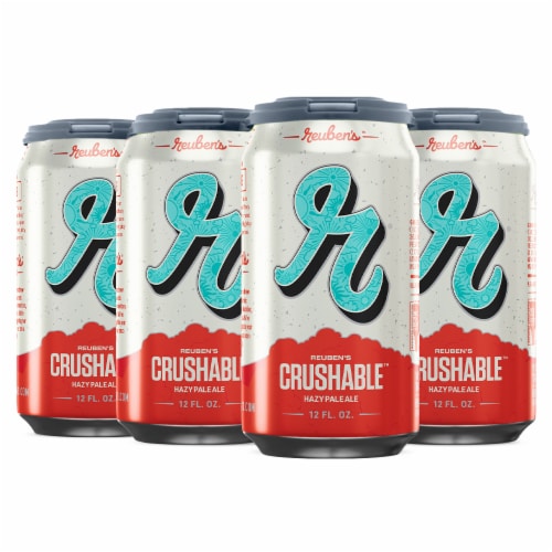 Reuben's Brews Crushable Hazy Pale Ale Beer Perspective: front