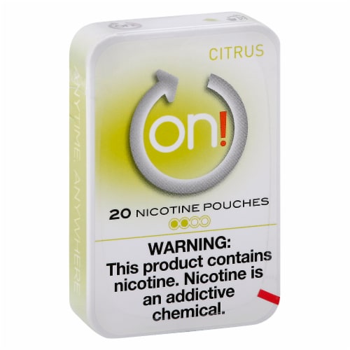on! Citrus Nicotine Pouches 2mg Perspective: front