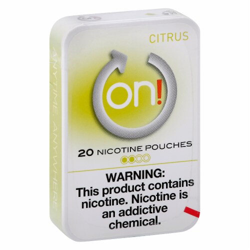 on! Citrus Nicotine Pouches 2mg Perspective: front