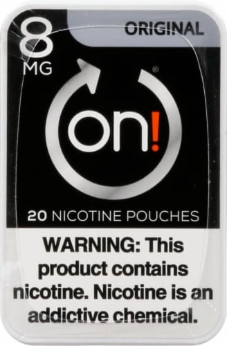 on! Original Nicotine Pouches 8mg Perspective: front