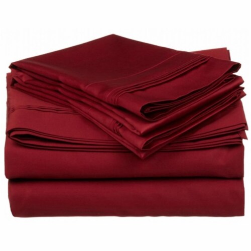 Egyptian Cotton 650 Thread Count Solid Sheet Set King-Burgundy Perspective: front