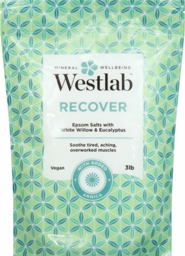 Westlab Recover Vegan Eucalyptus & White Willow Bark Epsom Salts Perspective: front