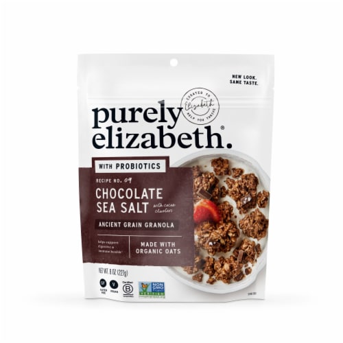 Purely Elizabeth Chocolate Sea Salt with Probiotics Granola Perspective: front