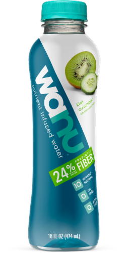 Wanu Nutrient Infused Kiwi Cucumber Flavored Bottled Water Perspective: front