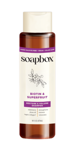 Soapbox® Biotin & Superfruit Blend Strengthening Shampoo Perspective: front