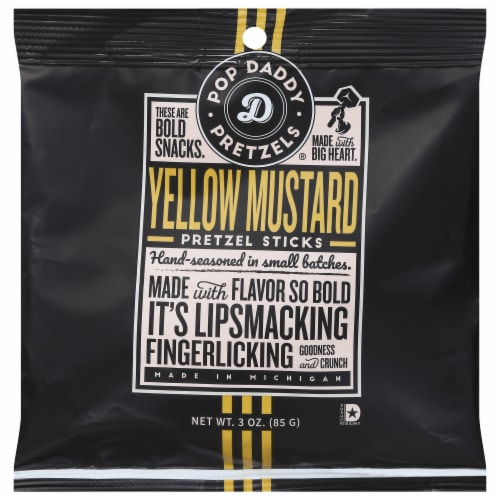 Pop Daddy Yellow Mustard Pretzels Perspective: front