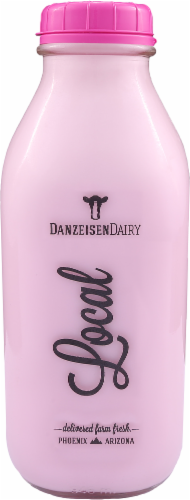 Danzeisen Dairy Local Reduced Fat Strawberry Milk Perspective: front