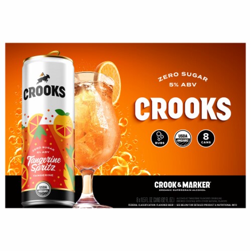 Crooks Tangerine Fizz Bubbles Canned Cocktails Perspective: front