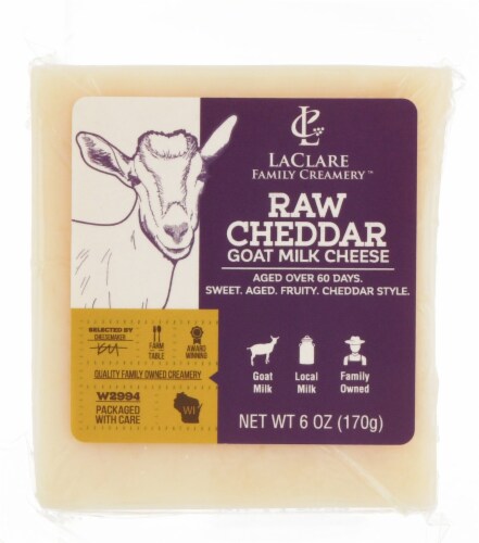 LaClare Family Creamery™ Goat Milk Raw Cheddar Cheese Perspective: front