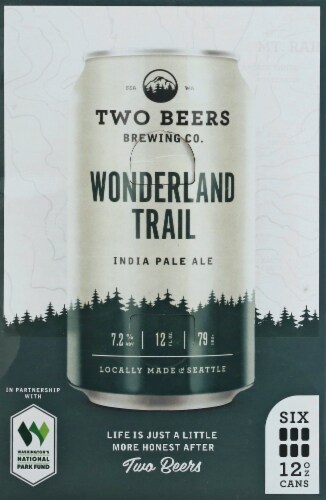 Two Beers Brewing Co. Wonderland Trail IPA Perspective: front
