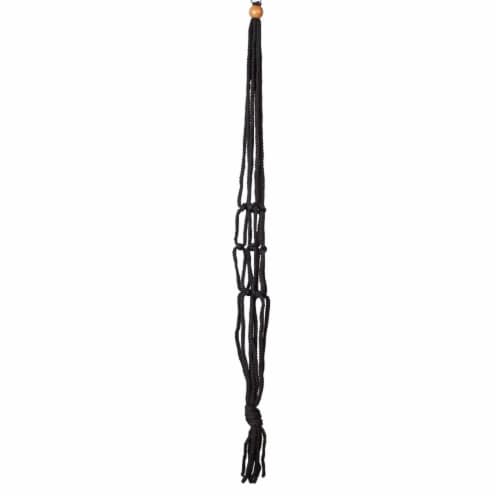 Primitive Planters 2015 36 in. Black Macrame Plant Hanger Perspective: front