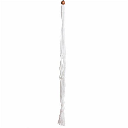 Primitive Planters Macrame Beaded Plant Hanger - White Perspective: front