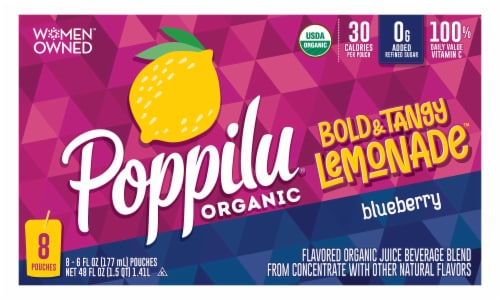 Poppilu® Blueberry Bold & Tangy Lemonade Pouch Perspective: front