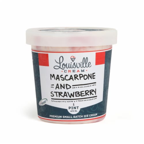 Louisville Cream Mascaprone & Strawberry Small Batch Ice Cream Pint Perspective: front