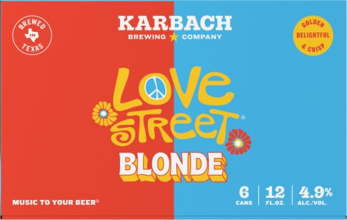 Karbach Brewing Company Love Street Blonde Beer Perspective: front