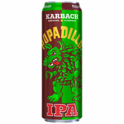 Karbach Brewing Company Hopadillo IPA Single Can Perspective: front
