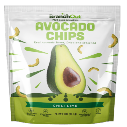 BranchOut™ AvoLov Chili Lime Avocado Chips Perspective: front